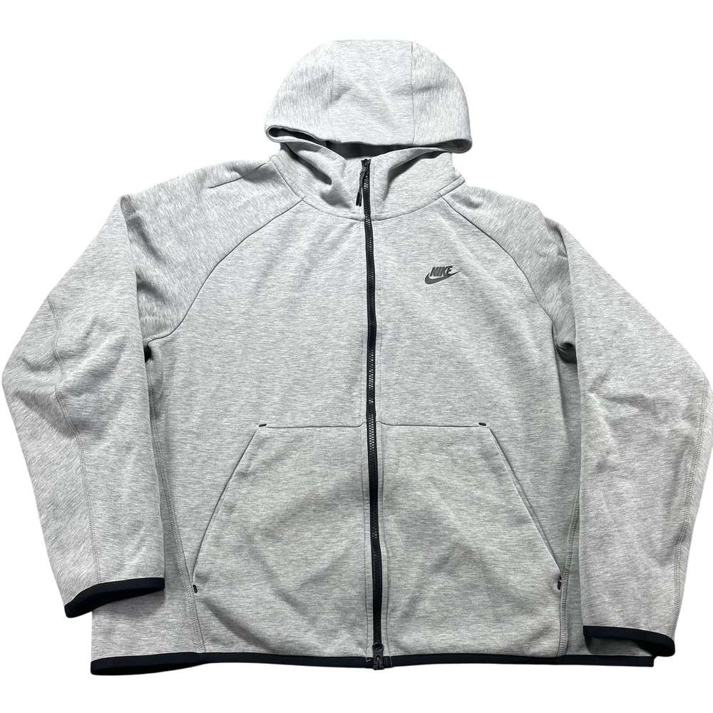 Nike Hoodie Mens XL Gray Full Zip Jersey Sweatshirt Tech Fleece Pocket Casual